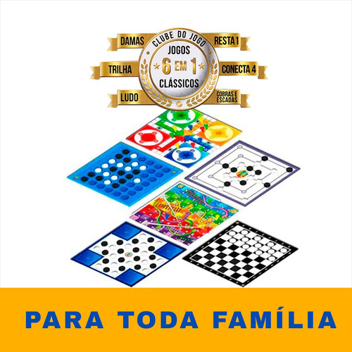 Jogo De Tabuleiro 6 Em 1 Clube Do Jogo Dama/tri